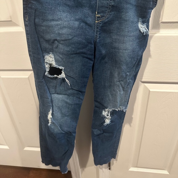 H&M | Divided Denim Distressed Bib Overalls | Medium Wash | Size 2 - Picture 5 of 8